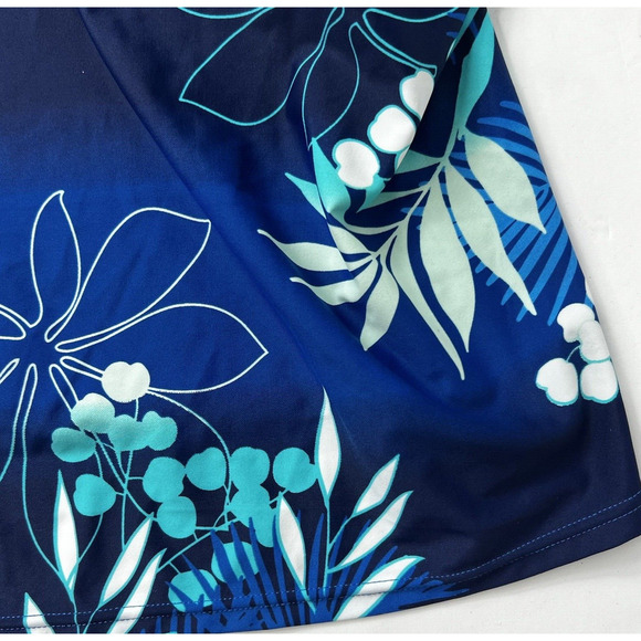 Swimsuits For All Blue Tropical Tankini Top Size 32 Ruffle NWT - Picture 4 of 10